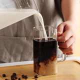 Maxbell 400ml milk Cup Drinkware Clear Square for Breakfast Tea Water Juice White