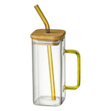 Maxbell 400ml milk Cup Drinkware Clear Square for Breakfast Tea Water Juice Yellow