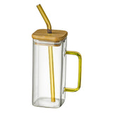 Maxbell 400ml milk Cup Drinkware Clear Square for Breakfast Tea Water Juice Yellow