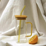 Maxbell 400ml milk Cup Drinkware Clear Square for Breakfast Tea Water Juice Yellow