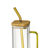 Maxbell 400ml milk Cup Drinkware Clear Square for Breakfast Tea Water Juice Yellow