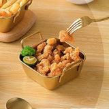 Maxbell Metal Fries Plate Dinner Plate Dessert Serving Tray for Restaurant Bar S Aureate