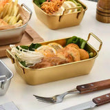 Maxbell Metal Fries Plate Dinner Plate Dessert Serving Tray for Restaurant Bar Aureate L