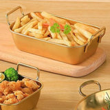 Maxbell Metal Fries Plate Dinner Plate Dessert Serving Tray for Restaurant Bar Aureate L