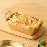 Maxbell Metal Fries Plate Dinner Plate Dessert Serving Tray for Restaurant Bar Aureate L