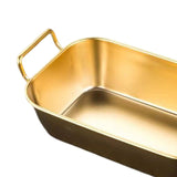 Maxbell Metal Fries Plate Dinner Plate Dessert Serving Tray for Restaurant Bar Aureate L