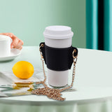 Maxbell PU Leather Shoulder Cup Holder Universal for Luggage Hiking Cup Accessories Black