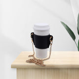 Maxbell PU Leather Shoulder Cup Holder Universal for Luggage Hiking Cup Accessories Black