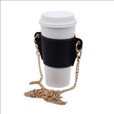 Maxbell PU Leather Shoulder Cup Holder Universal for Luggage Hiking Cup Accessories Black