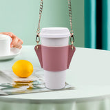 Maxbell PU Leather Shoulder Cup Holder Universal for Luggage Hiking Cup Accessories Pink