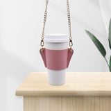 Maxbell PU Leather Shoulder Cup Holder Universal for Luggage Hiking Cup Accessories Pink