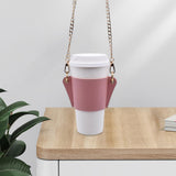 Maxbell PU Leather Shoulder Cup Holder Universal for Luggage Hiking Cup Accessories Pink