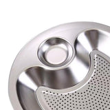 Maxbell Stainless Steel Dumpling Plate with Sauce Dish Platter Serving Plate Round 28cm