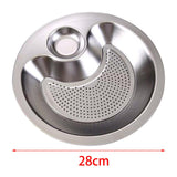 Maxbell Stainless Steel Dumpling Plate with Sauce Dish Platter Serving Plate Round 28cm