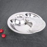 Maxbell Stainless Steel Dumpling Plate with Sauce Dish Platter Serving Plate Round 28cm