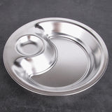 Maxbell Stainless Steel Dumpling Plate with Sauce Dish Platter Serving Plate Round 28cm