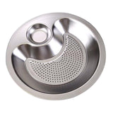 Maxbell Stainless Steel Dumpling Plate with Sauce Dish Platter Serving Plate Round 28cm