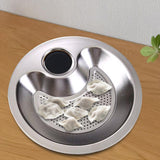 Maxbell Stainless Steel Dumpling Plate with Sauce Dish Platter Serving Plate Round 28cm