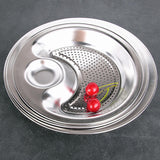 Maxbell Stainless Steel Dumpling Plate with Sauce Dish Platter Serving Plate Round 30cm