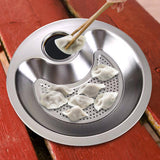 Maxbell Stainless Steel Dumpling Plate with Sauce Dish Platter Serving Plate Round 30cm
