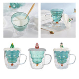 Maxbell Glass Coffee Mug Insulated Layer Sequins for Christmas Elements Kitchen Christmas Tree