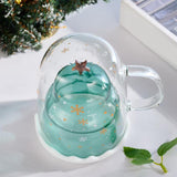 Maxbell Glass Coffee Mug Insulated Layer Sequins for Christmas Elements Kitchen Christmas Tree