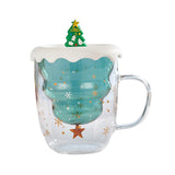 Maxbell Glass Coffee Mug Insulated Layer Sequins for Christmas Elements Kitchen Christmas Tree