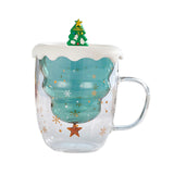 Maxbell Glass Coffee Mug Insulated Layer Sequins for Christmas Elements Kitchen Christmas Tree