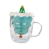 Maxbell Glass Coffee Mug Insulated Layer Sequins for Christmas Elements Kitchen Christmas Tree