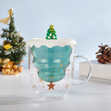 Maxbell Glass Coffee Mug Insulated Layer Sequins for Christmas Elements Kitchen Christmas Tree