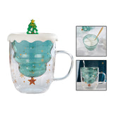 Maxbell Glass Coffee Mug Insulated Layer Sequins for Christmas Elements Kitchen Christmas Tree