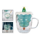 Maxbell Glass Coffee Mug Insulated Layer Sequins for Christmas Elements Kitchen Christmas Tree