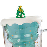 Maxbell Glass Coffee Mug Insulated Layer Sequins for Christmas Elements Kitchen Christmas Tree