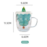 Maxbell Glass Coffee Mug Insulated Layer Sequins for Christmas Elements Kitchen Christmas Tree