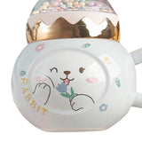 Maxbell Cute Rabbit Coffee Mugs with Lid and Handle Cartoon for Home Party Woman Man White