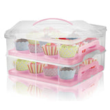 Maxbell Cupcake Storage Containers with Lid Portable for Cheesecakes Baked Treats pink