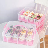 Maxbell Cupcake Storage Containers with Lid Portable for Cheesecakes Baked Treats pink