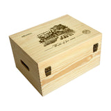 Maxbell Wooden Bottle box Handle 6 Bottle Gift Boxes with Lid for Anniversary