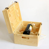 Maxbell Wooden Bottle box Handle 6 Bottle Gift Boxes with Lid for Anniversary