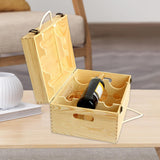 Maxbell Wooden Bottle box Handle 6 Bottle Gift Boxes with Lid for Anniversary