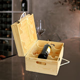 Maxbell Wooden Bottle box Handle 6 Bottle Gift Boxes with Lid for Anniversary