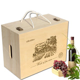 Maxbell Wooden Bottle box Handle 6 Bottle Gift Boxes with Lid for Anniversary