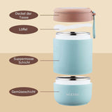 Maxbell Lunch Container Wide Mouth thermal Food Jar leakproof for Picnic Blue