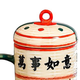 Maxbell Ceramic Cup Dustproof Large Capacity with cover for Tea Wedding Style C