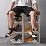 Maxbell Free Standing Shoe Box Space Saving Stackable Display Case Transparent