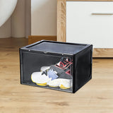 Maxbell Free Standing Shoe Box Space Saving Stackable Display Case Black