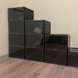 Maxbell Free Standing Shoe Box Space Saving Stackable Display Case Black
