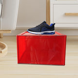 Maxbell Free Standing Shoe Box Space Saving Stackable Display Case Red