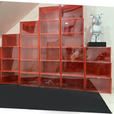 Maxbell Free Standing Shoe Box Space Saving Stackable Display Case Red