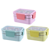 Maxbell 2 Layer Stainless Steel Bento Box Food Container for Outdoor Camping Hiking Pink